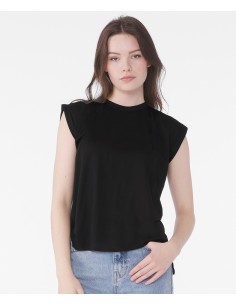 B-8804-Womens Flowy Muscle Tee With Rolled Cuff 2